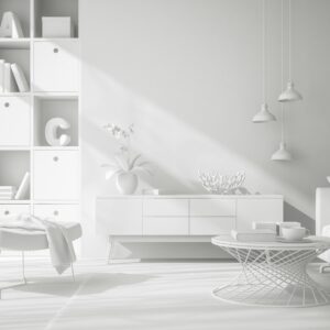 white interior design 3D rendering